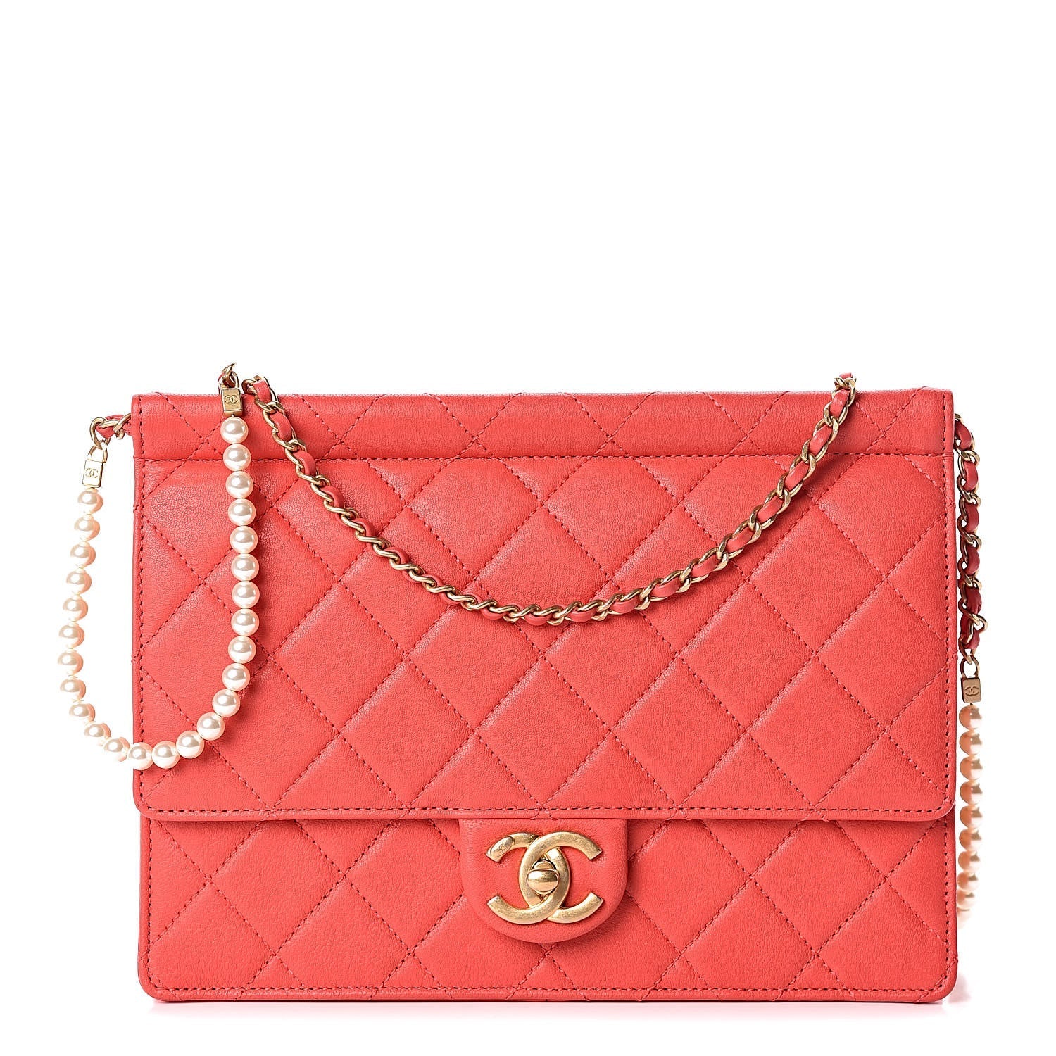 Chanel QUILTED LAMBSKIN PEARL Flap Bag - Rovelle Bags