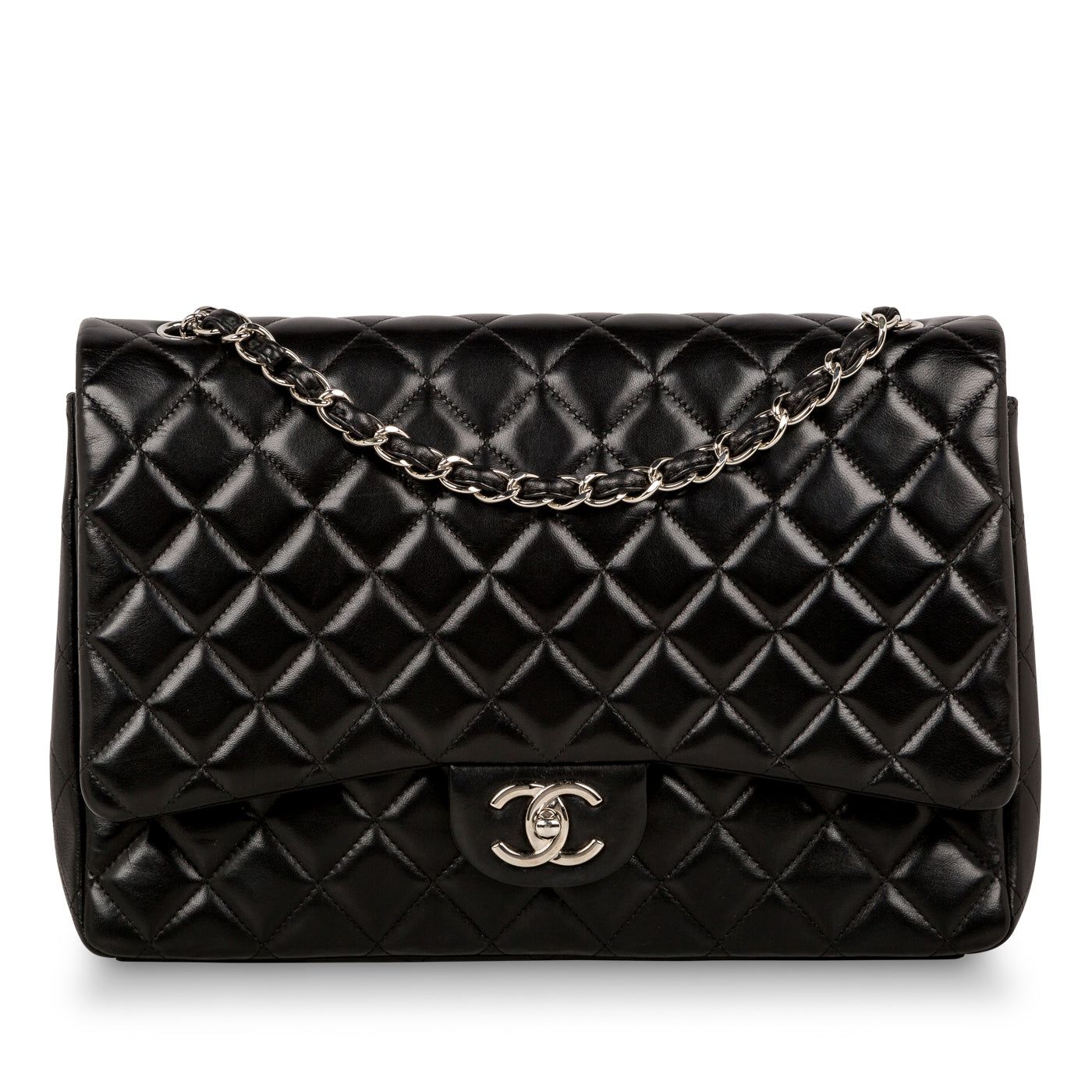 Chanel Classic Flap Lambskin Black Shoulder Bag Style 74