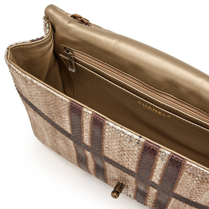 Chanel -BOMBAY METALLIC PYTHON Flap Bag - Rovelle Bags