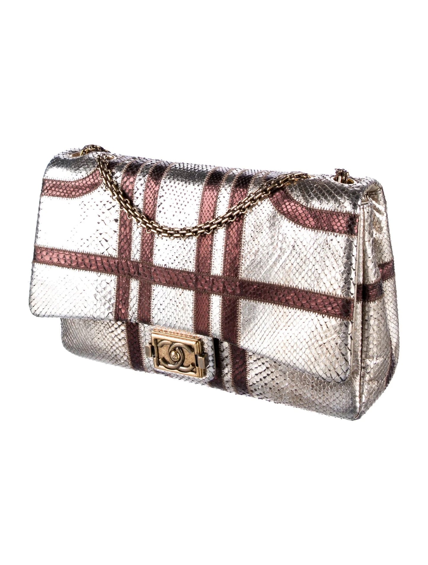 Chanel -BOMBAY METALLIC PYTHON Flap Bag - Rovelle Bags