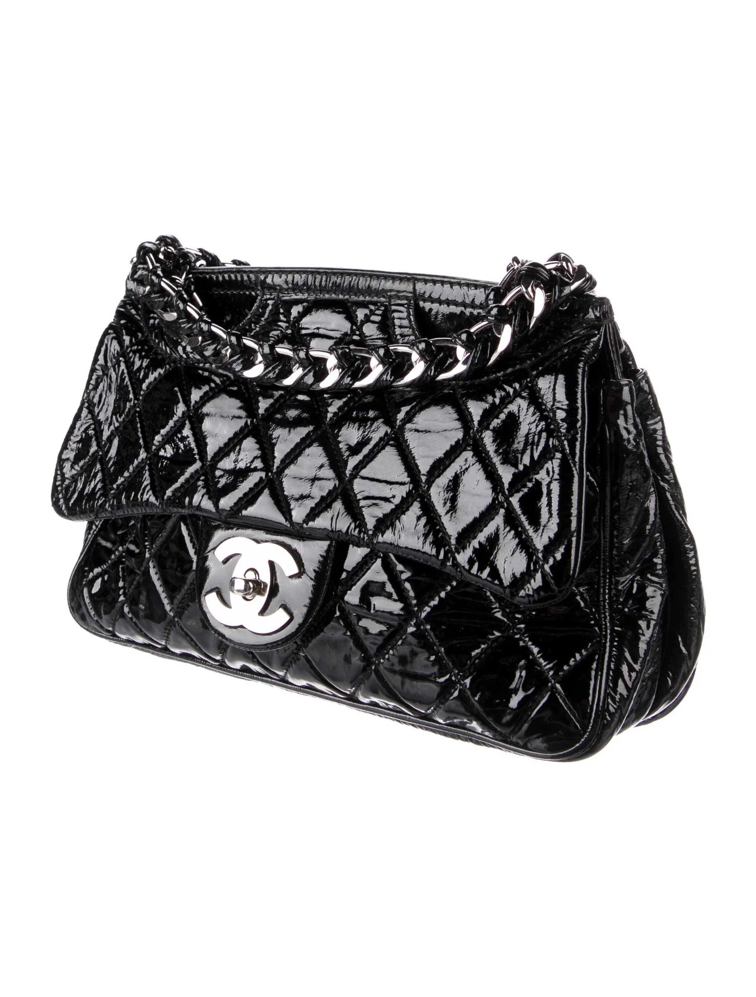 Chanel QUILTED PATENT LEATHER Flap Bag - Rovelle Bags