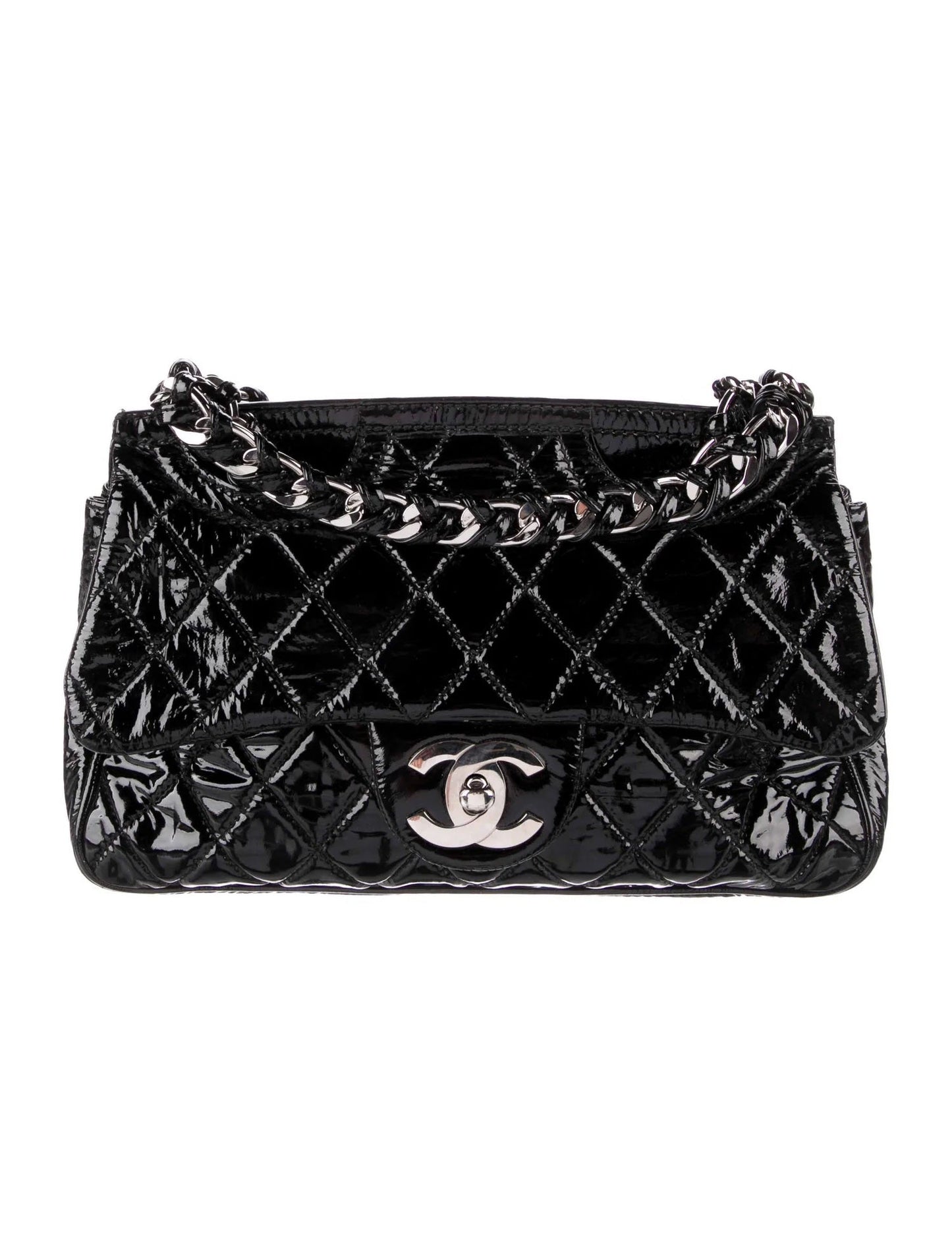 Chanel QUILTED PATENT LEATHER Flap Bag - Rovelle Bags