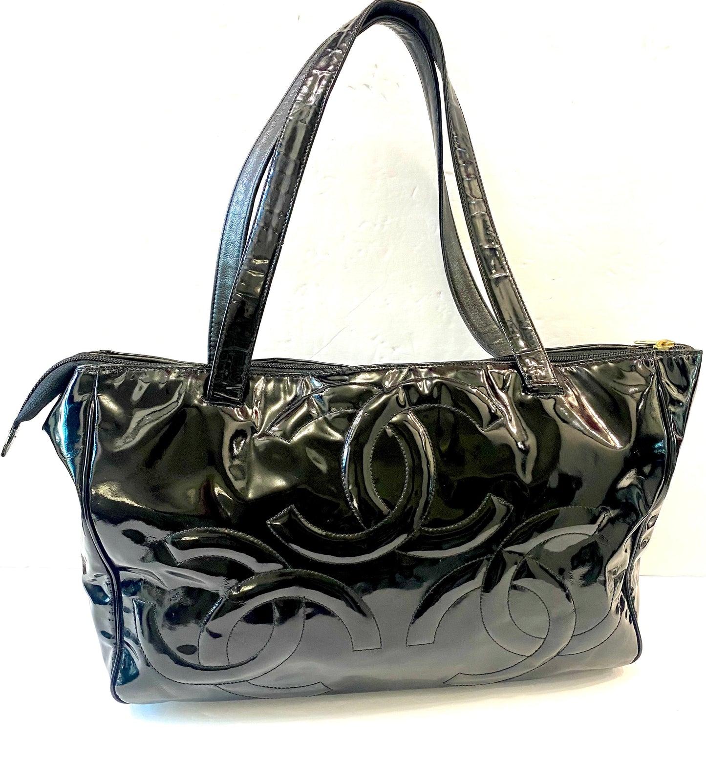 Chanel PATENT LEATHER TRIPLE Tote Bag - Rovelle Bags