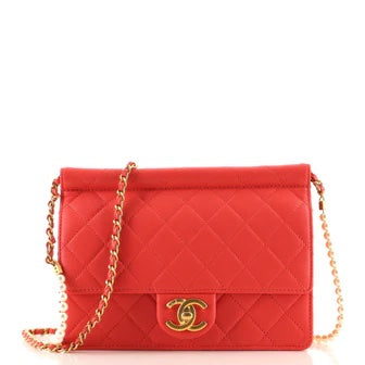 Chanel QUILTED LAMBSKIN PEARL Flap Bag - Rovelle Bags