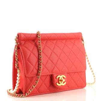 Chanel QUILTED LAMBSKIN PEARL Flap Bag - Rovelle Bags
