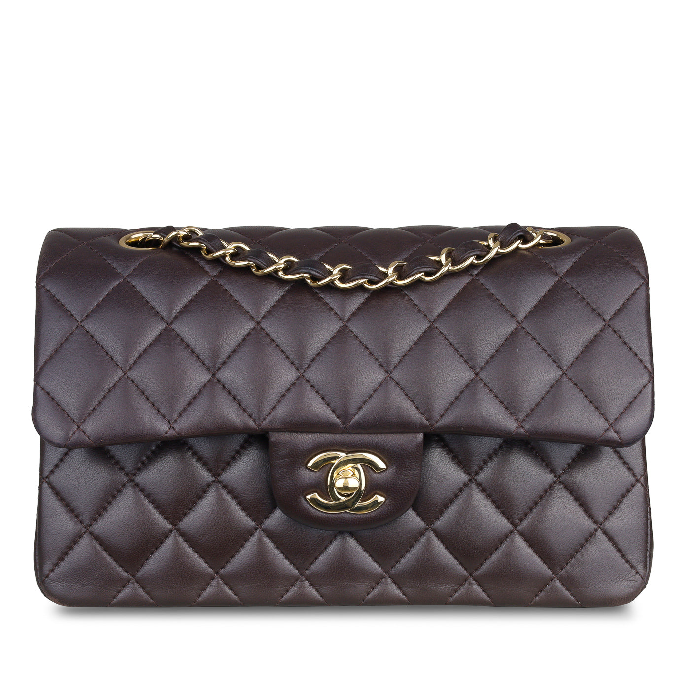 Chanel Classic Flap Lambskin Brown Shoulder Bag Style 11