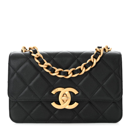 Chanel SHINY CAVIAR QUILTED Flap Bag - Rovelle Bags
