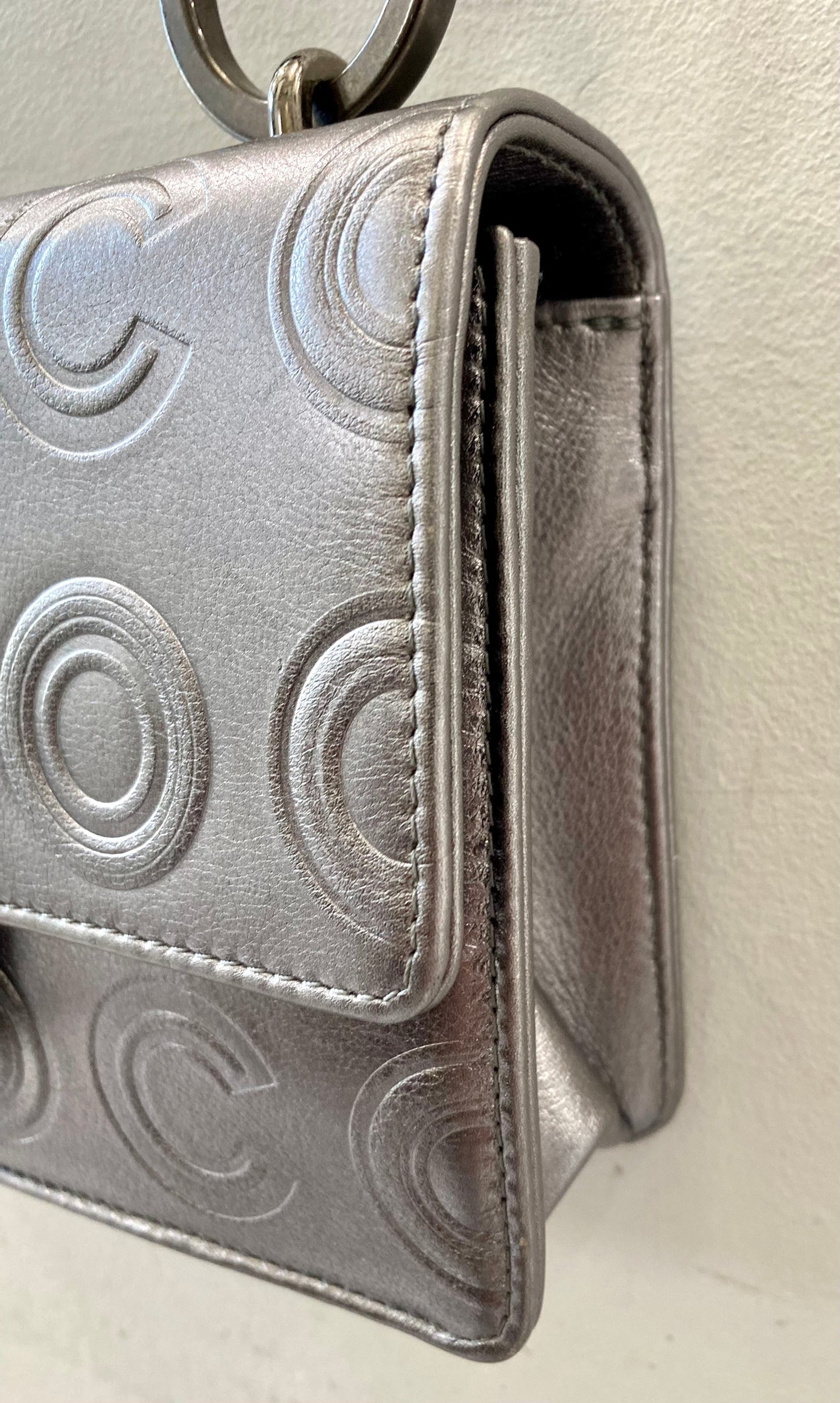 Chanel METALLIC SILVER CALFSKIN Shoulder Bag - Rovelle Bags