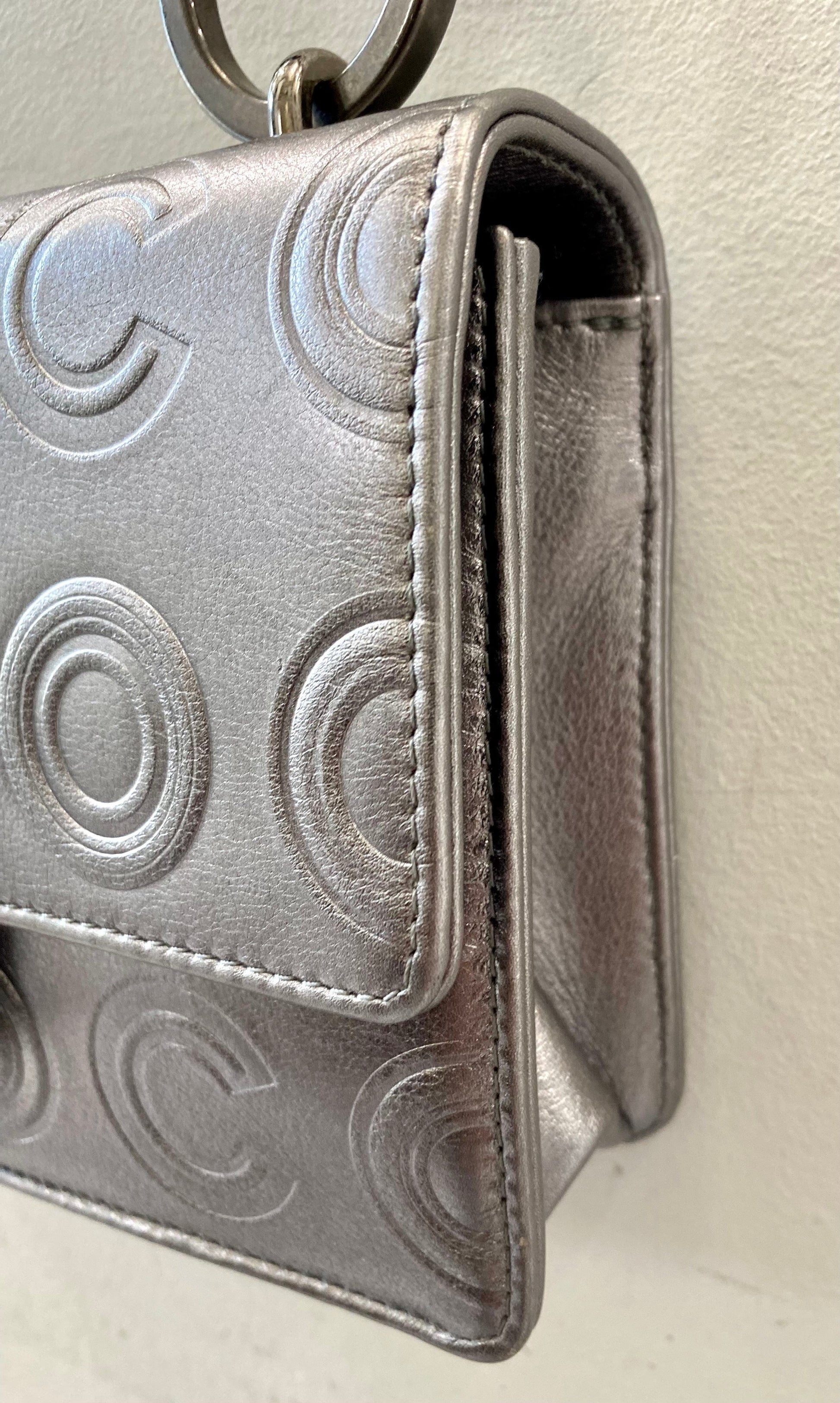 Chanel METALLIC SILVER CALFSKIN Shoulder Bag - Rovelle Bags