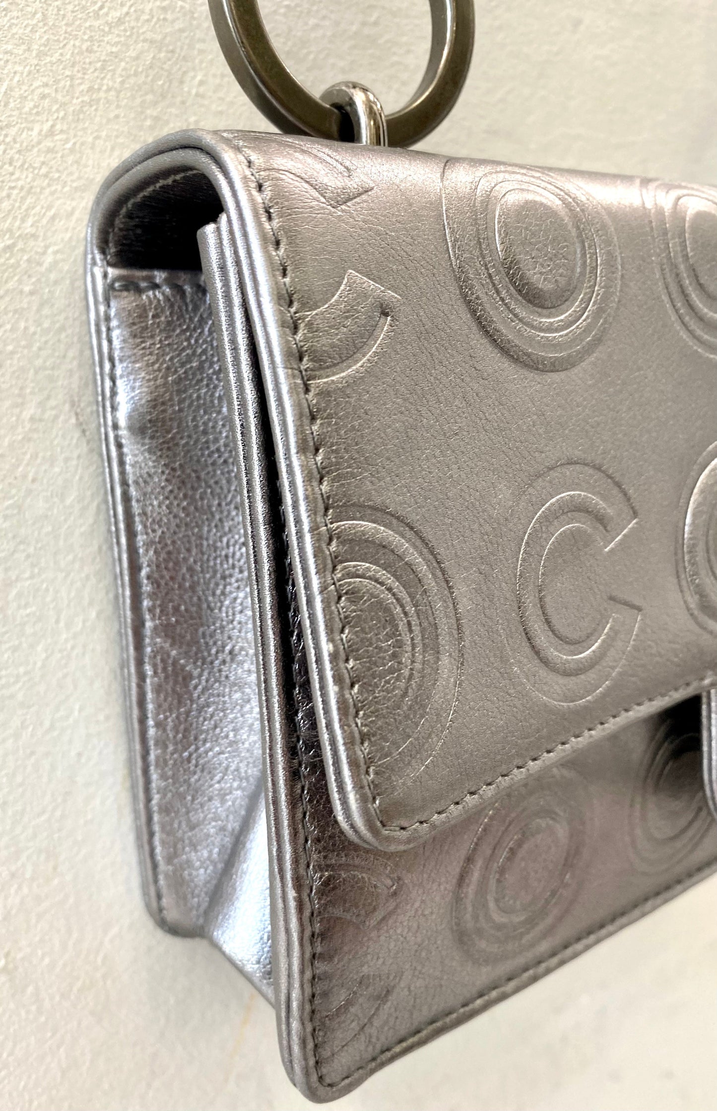 Chanel METALLIC SILVER CALFSKIN Shoulder Bag - Rovelle Bags