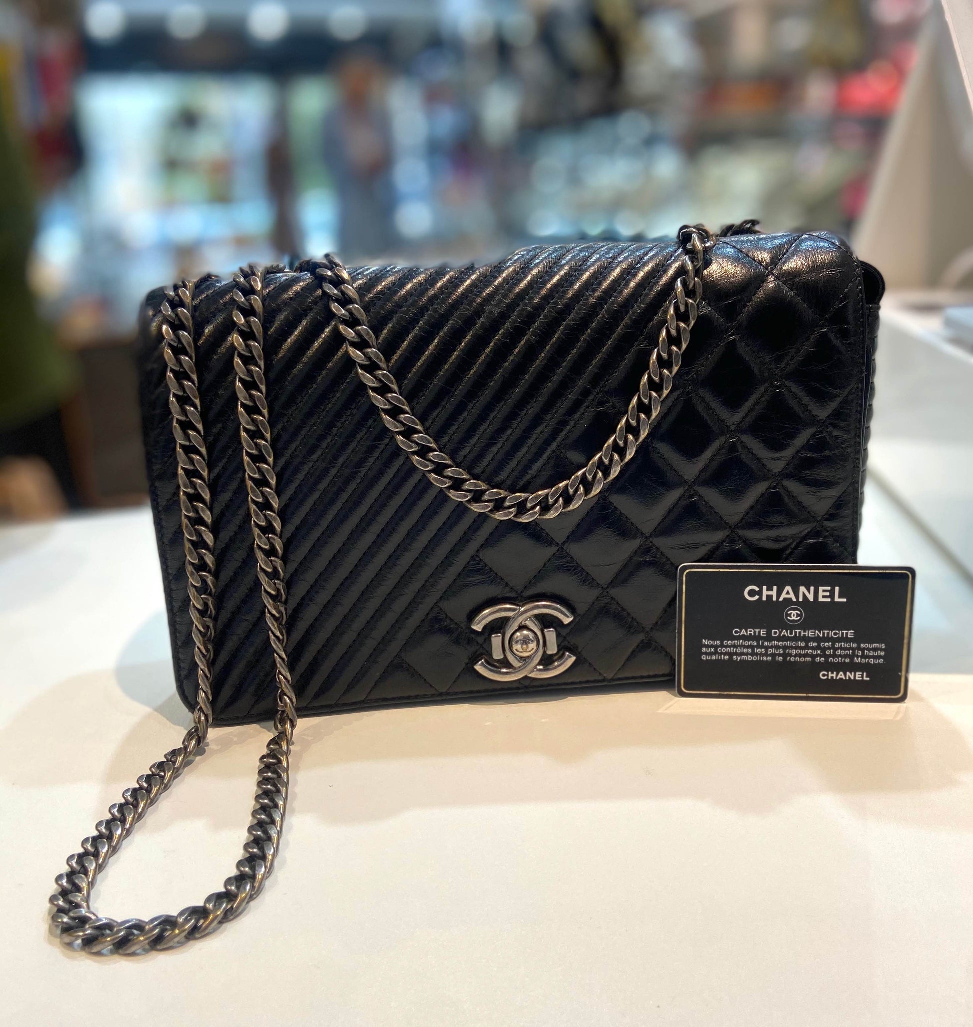 Chanel FLAP BLACK LEATHER Flap Bag - Rovelle Bags