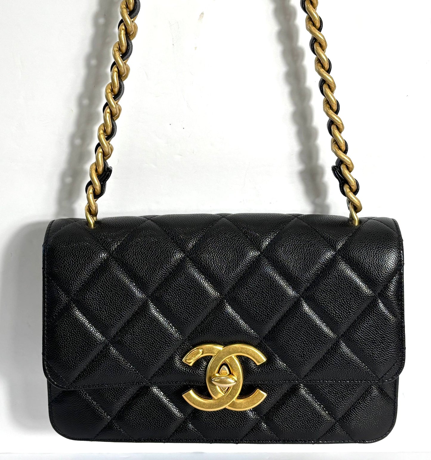 Chanel SHINY CAVIAR QUILTED Flap Bag - Rovelle Bags