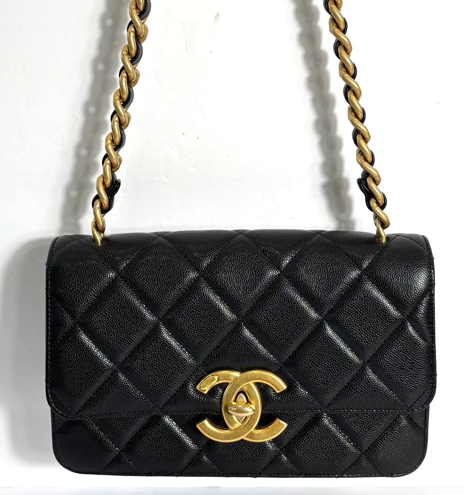 Chanel SHINY CAVIAR QUILTED Flap Bag - Rovelle Bags
