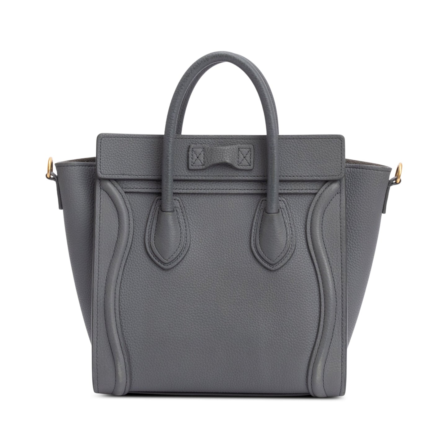 Celine 2022 Grey Calfskin Leather Nano Luggage Tote