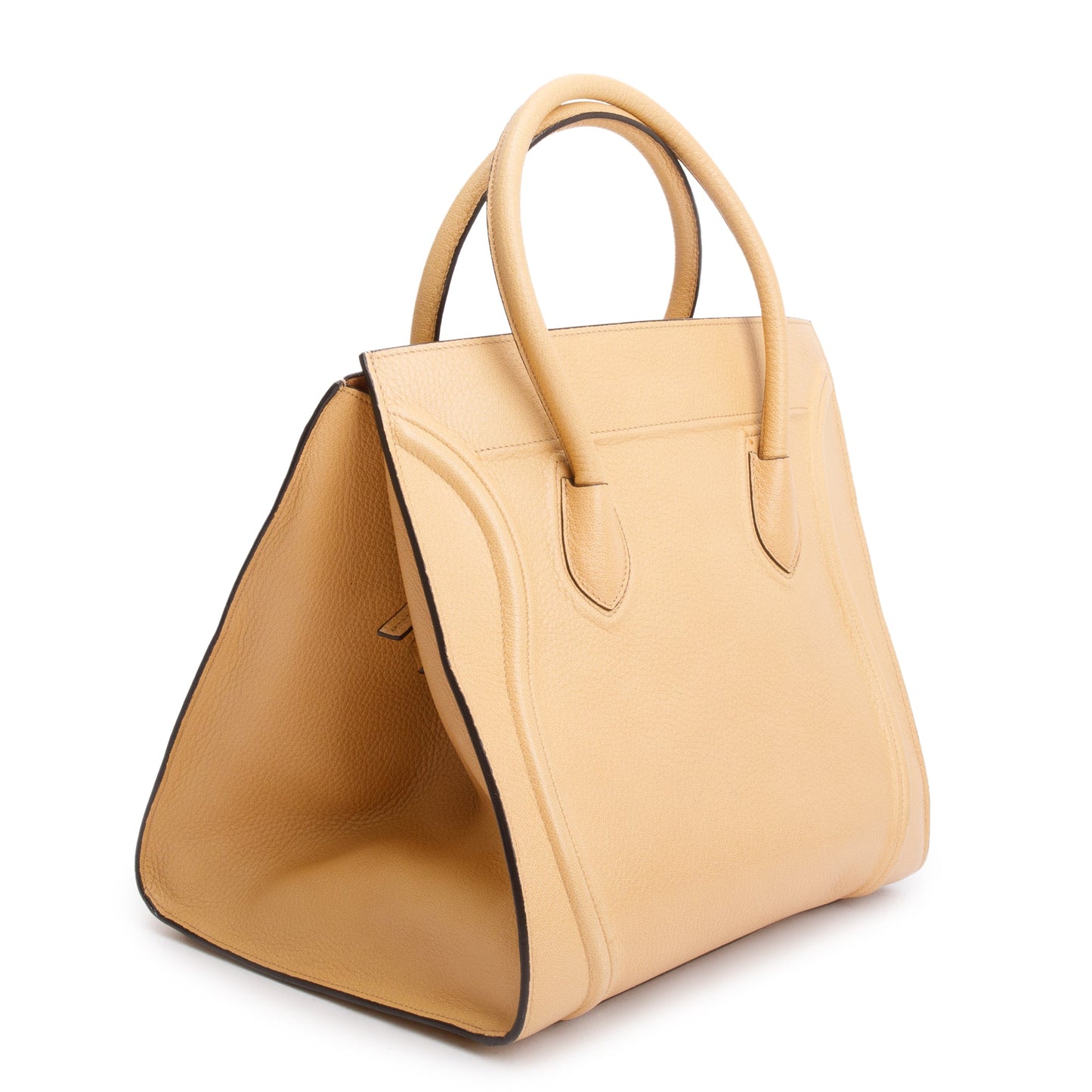 Celine Beige Drummed Calfskin Leather Mini Luggage Tote