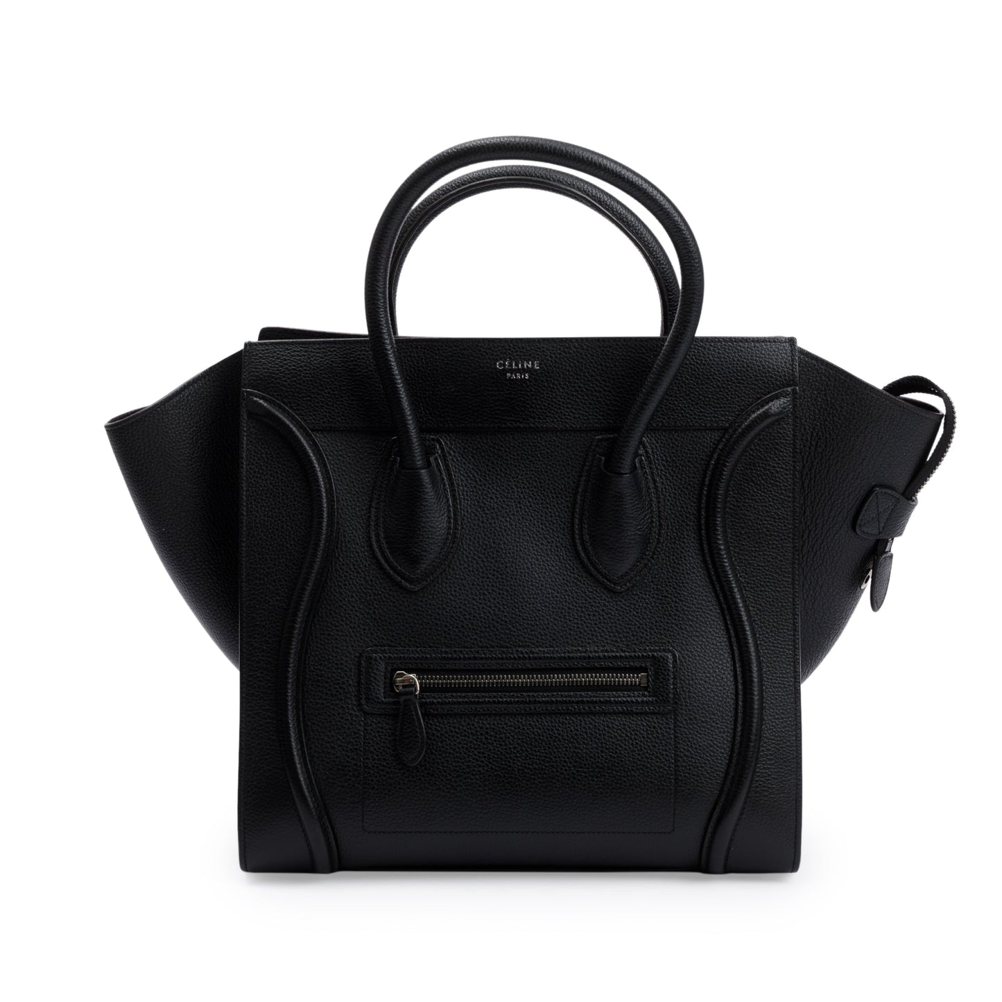 Celine Black Drummed Calfskin Leather Mini Luggage Tote