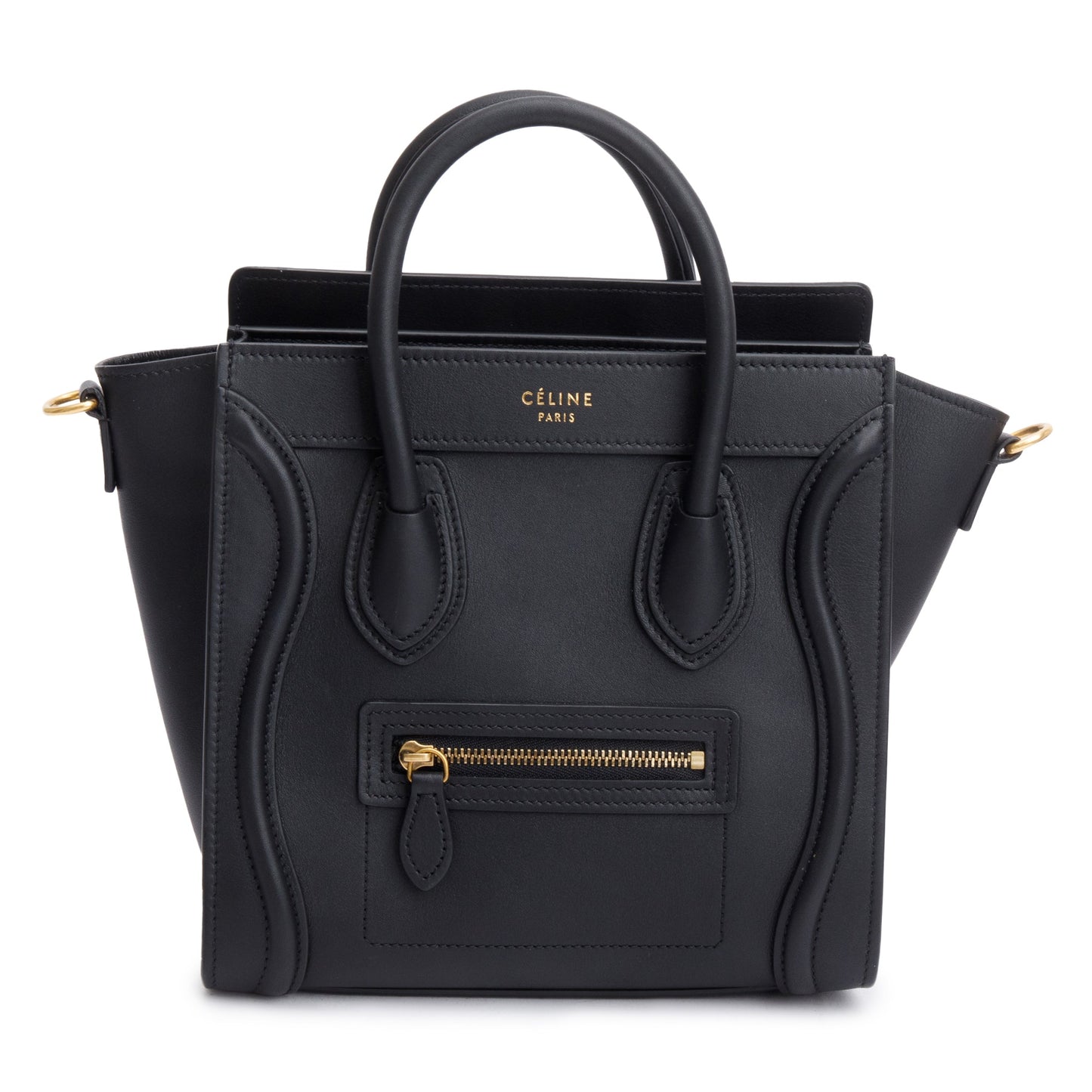 Celine Black Smooth Calfskin Leather Nano Luggage Tote