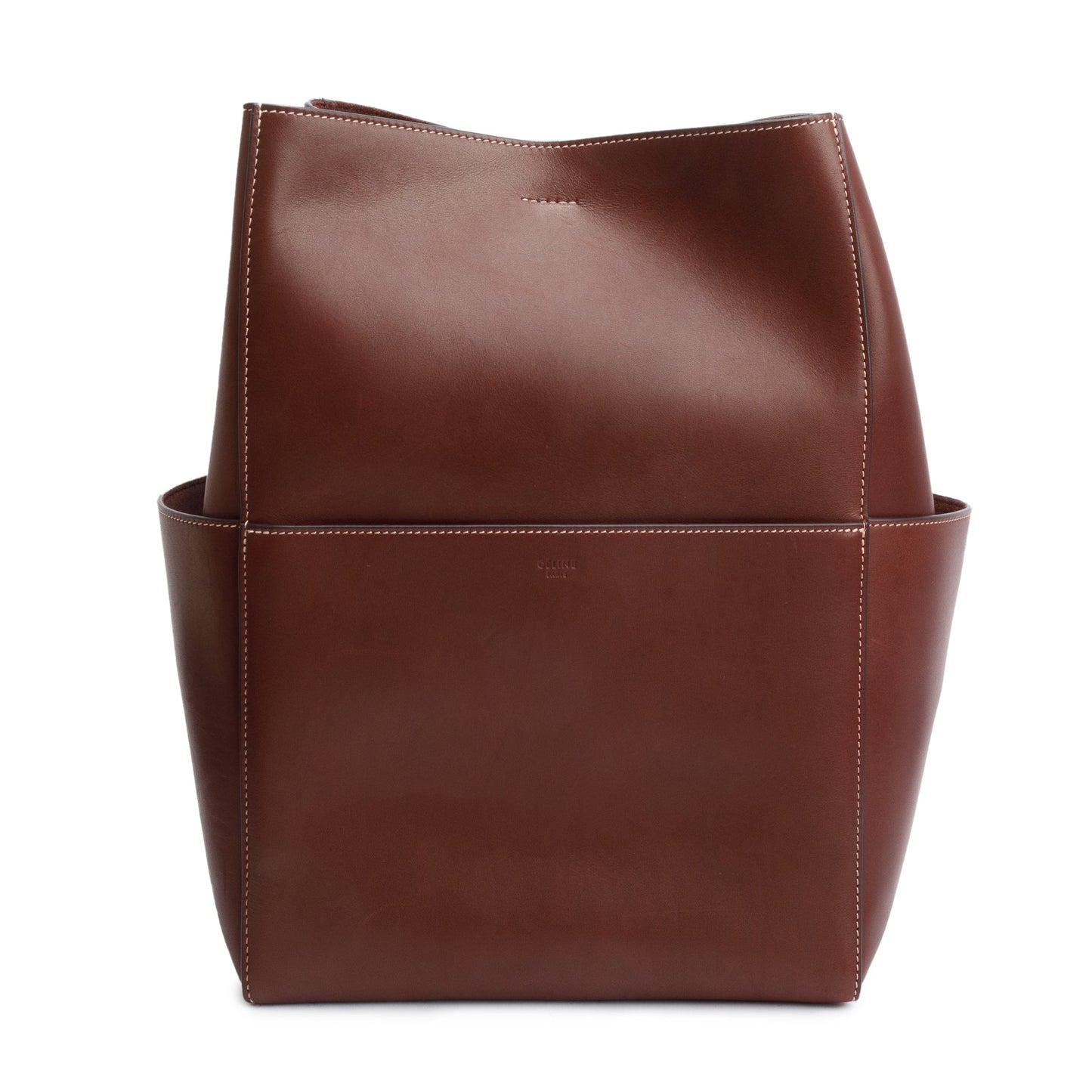 Celine Burgundy Leather Medium Seau Sangle Bucket Bag