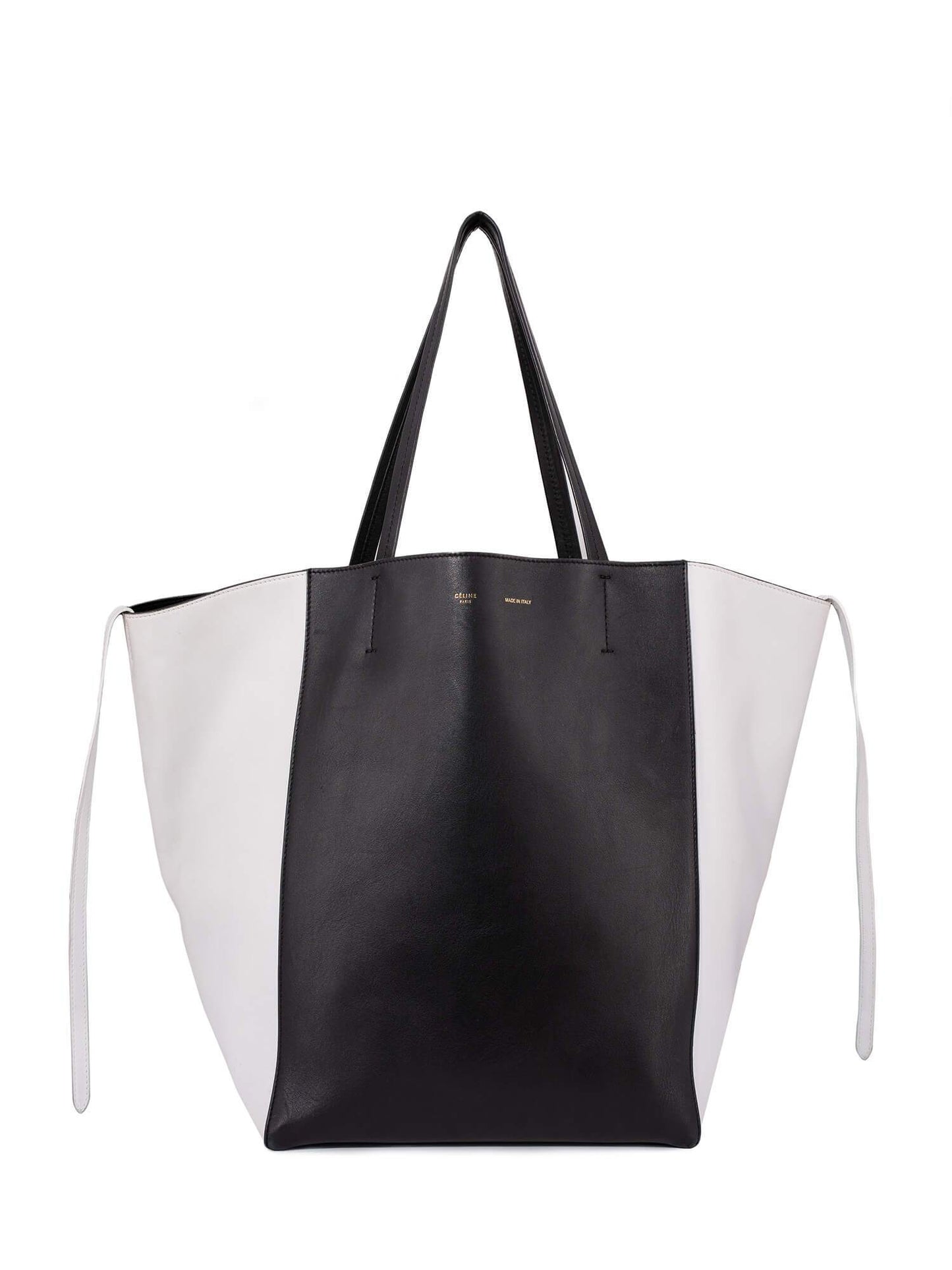Luxury CELINE Leather Medium Phantom Bag Black White
