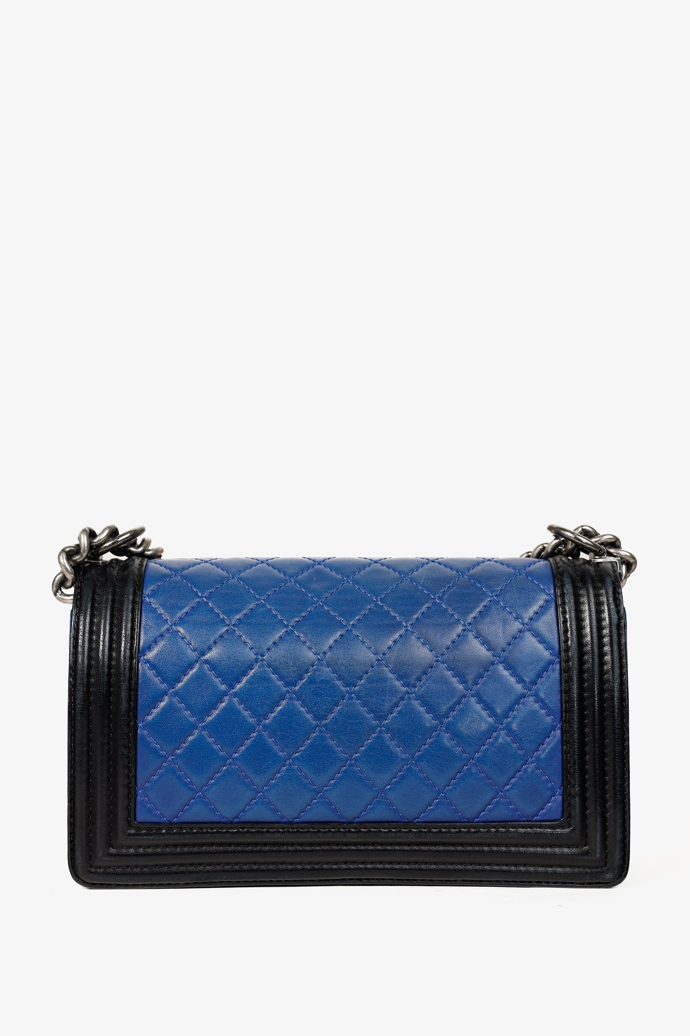 Chanel Medium Boy Blue Bicolour Quilted Shoulder Bag - Rovelle Bags