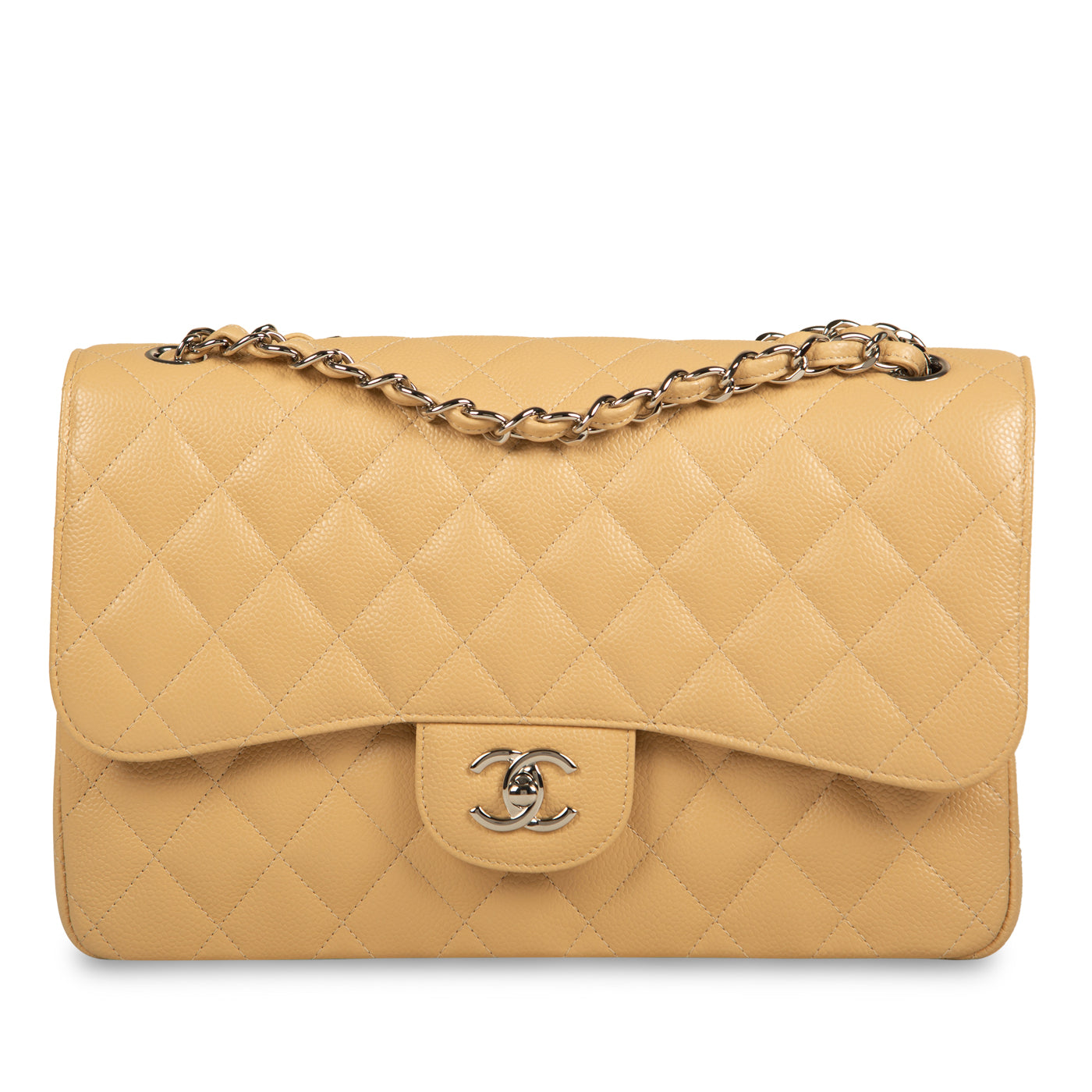 Chanel Classic Flap Lambskin Silver Shoulder Bag Style 9