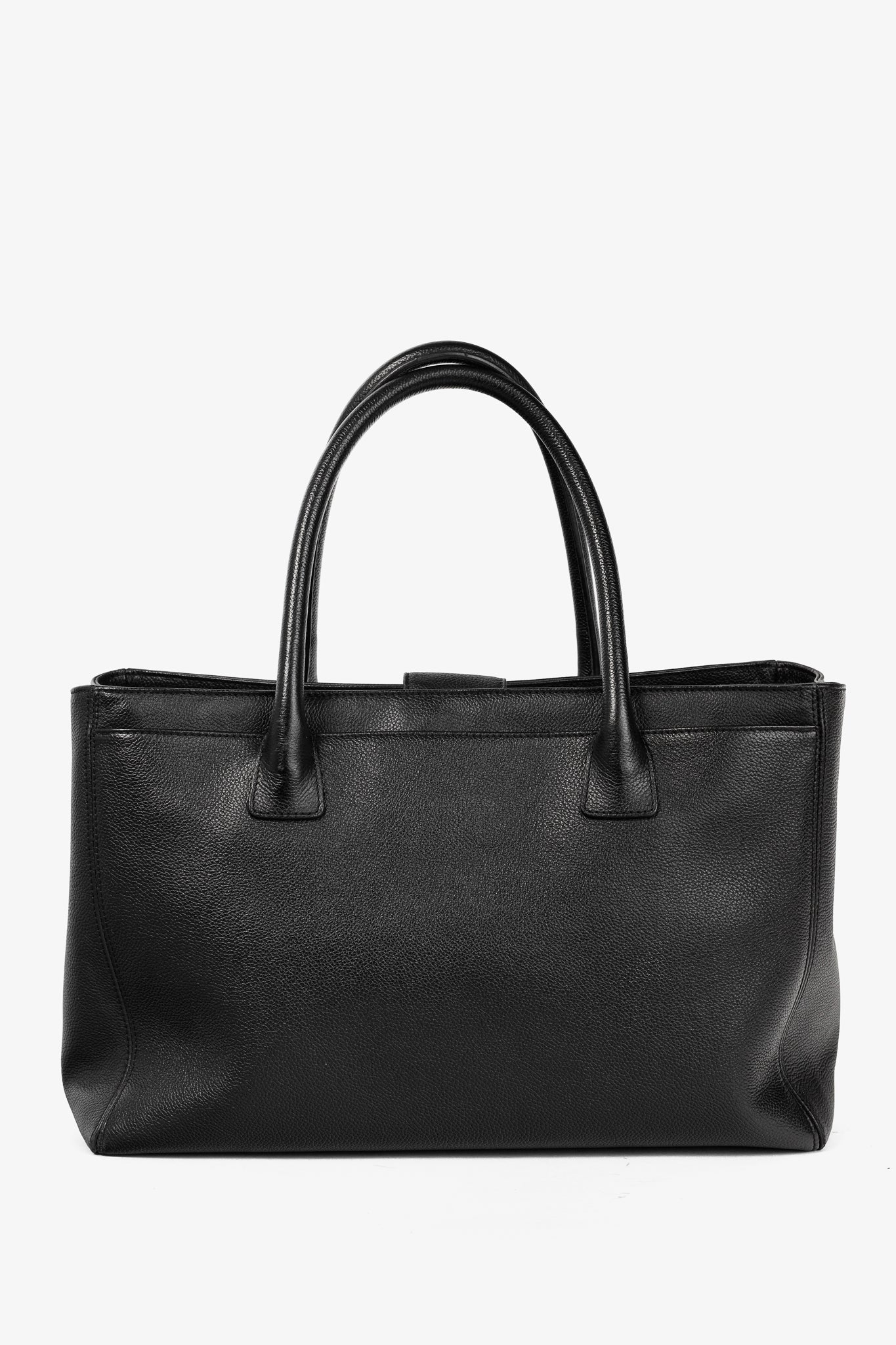 Chanel Cerf Executive Black Leather CC Tote Bag - Rovelle Bags