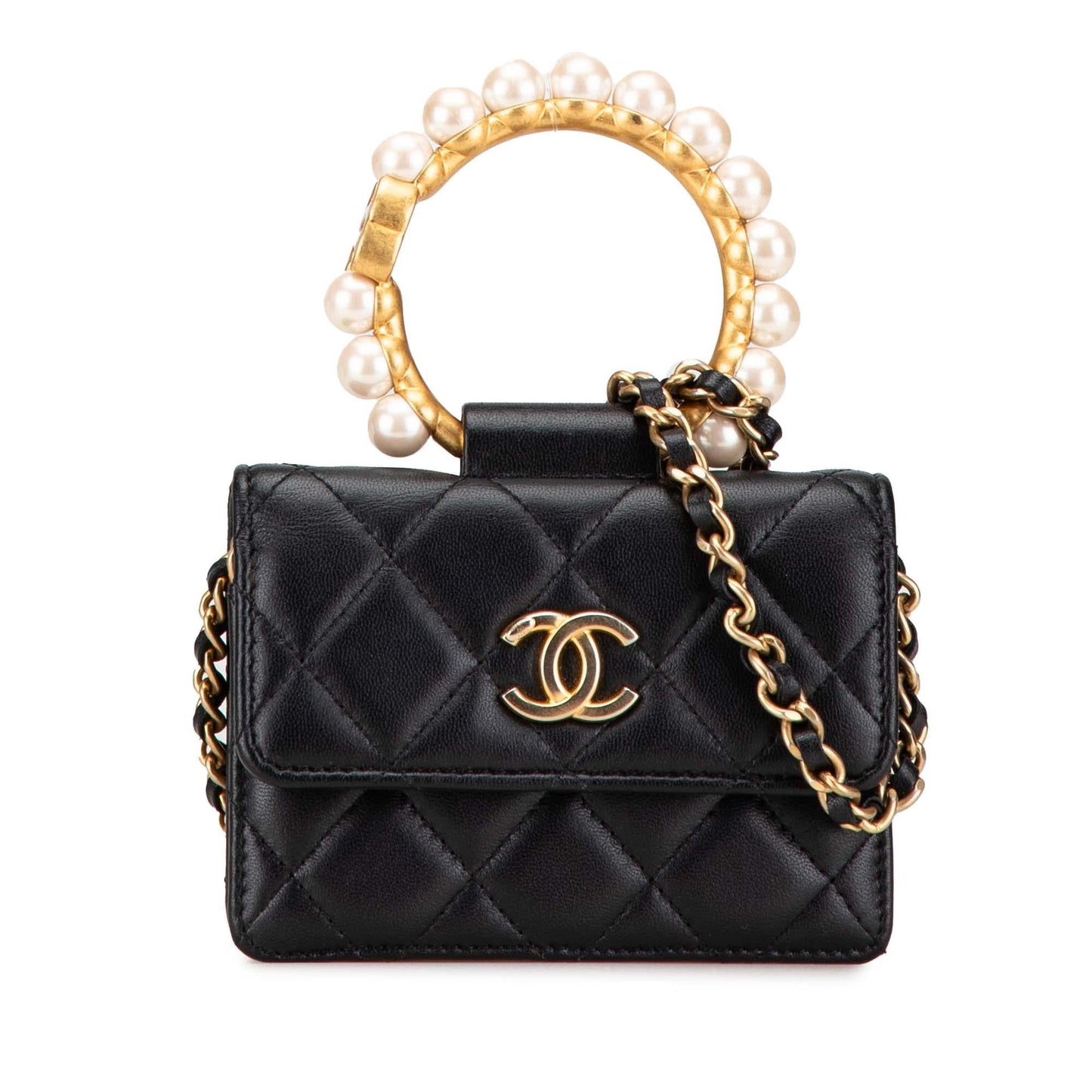 Chanel Quilted Lambskin Pearl Clutch Bag - Rovelle Bags