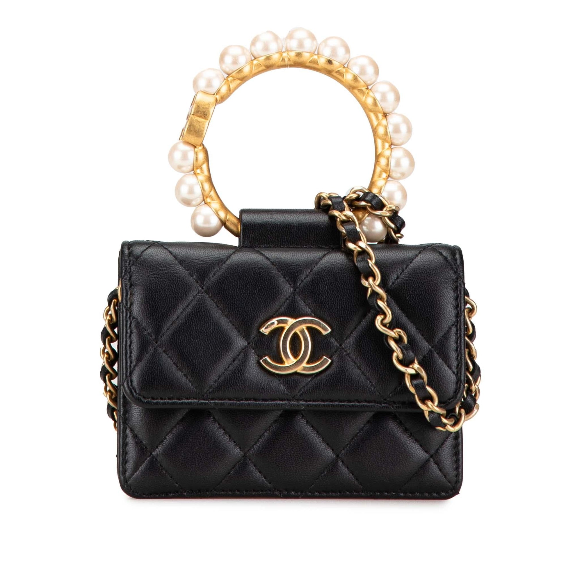 Chanel Quilted Lambskin Pearl Clutch Bag - Rovelle Bags