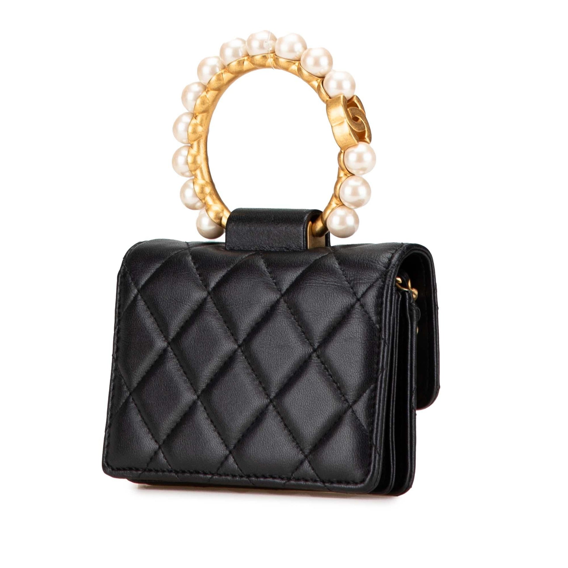 Chanel Quilted Lambskin Pearl Clutch Bag - Rovelle Bags