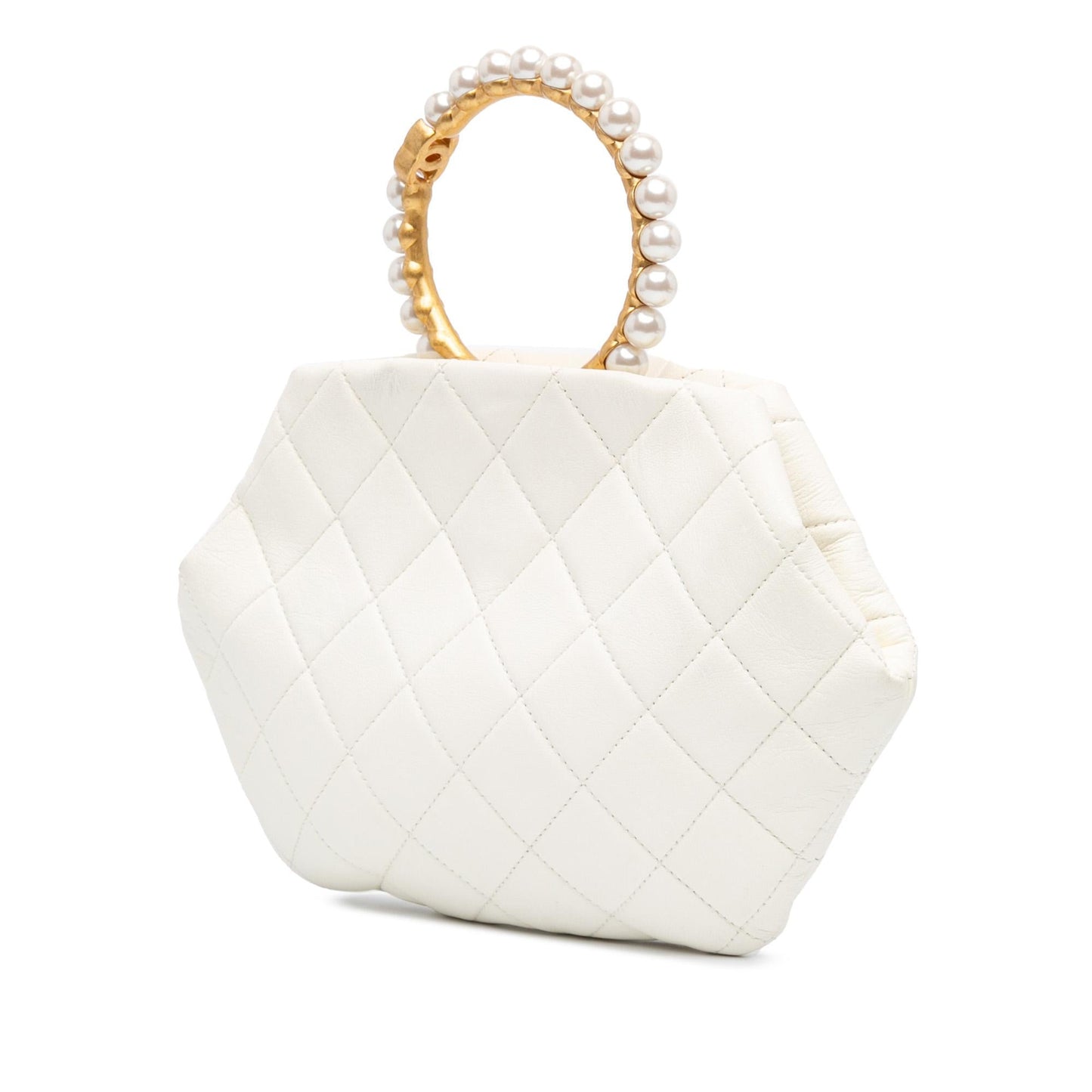 Chanel Quilted Lambskin Pearl Clutch Bag - Rovelle Bags