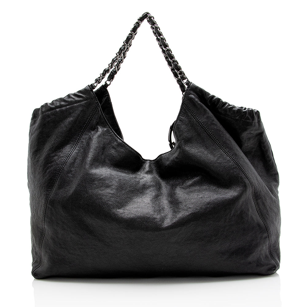Chanel Quilted Leather CC Charm Hobo Shoulder Bag - Rovelle Bags