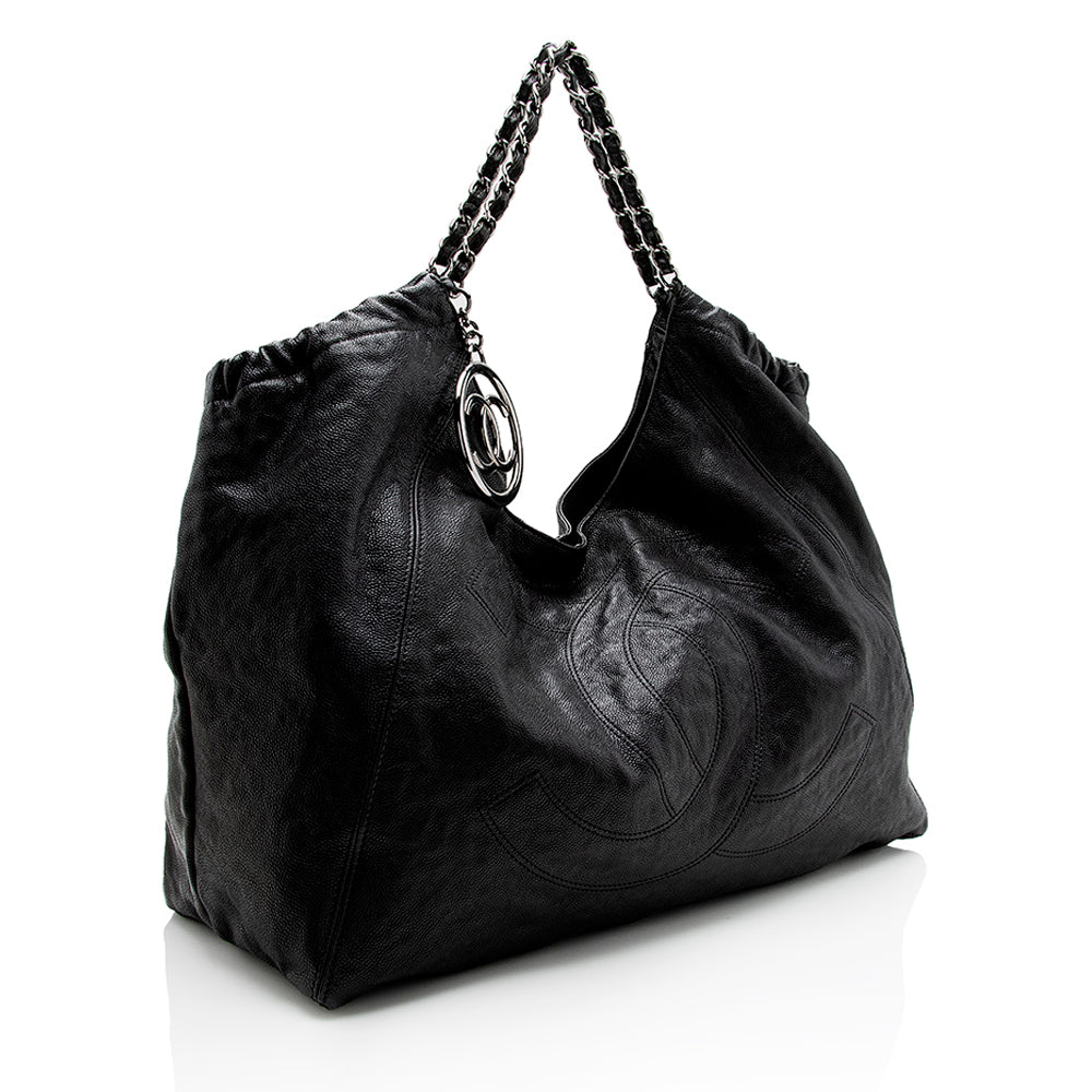 Chanel Quilted Leather CC Charm Hobo Shoulder Bag - Rovelle Bags