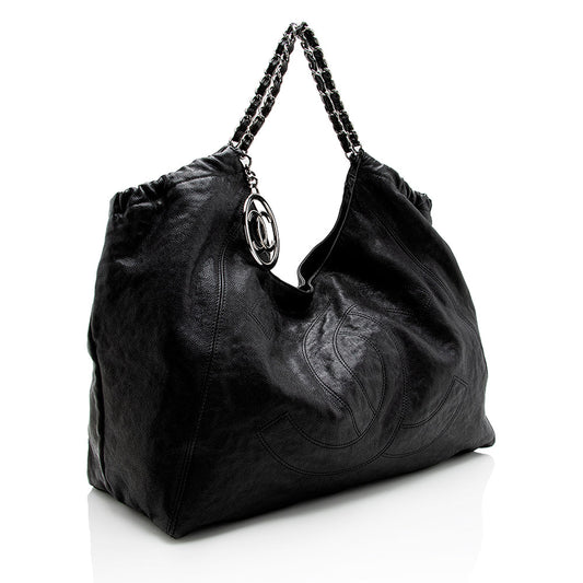 Chanel Quilted Leather CC Charm Hobo Shoulder Bag - Rovelle Bags