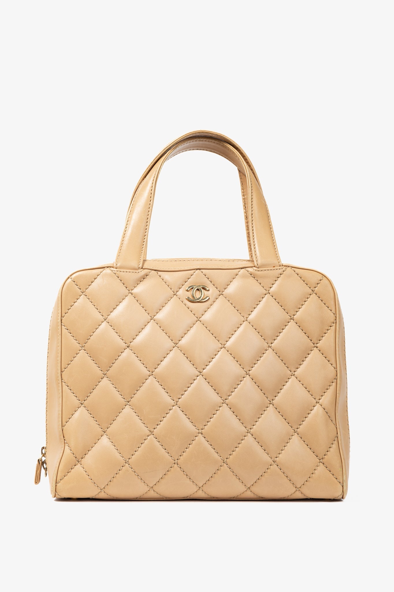 Chanel Wild Stitch Sand CC Quilted Tote Bag - Rovelle Bags