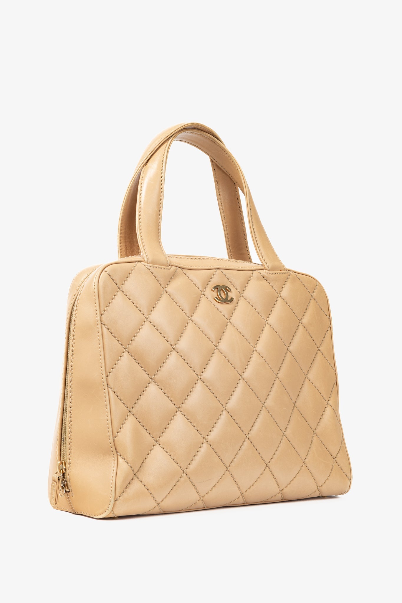 Chanel Wild Stitch Sand CC Quilted Tote Bag - Rovelle Bags