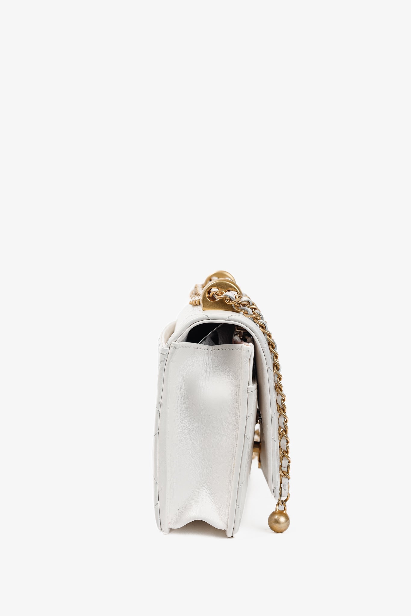 Chanel Pearl Crush White Quilted Lambskin Crossbody Bag - Rovelle Bags
