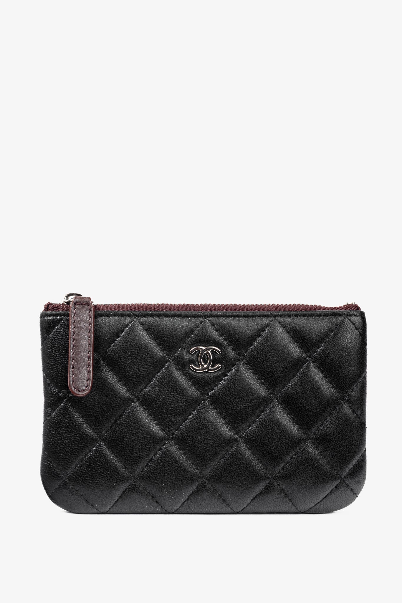 Chanel Black Lambskin Classic Zipped O Clutch Bag - Rovelle Bags