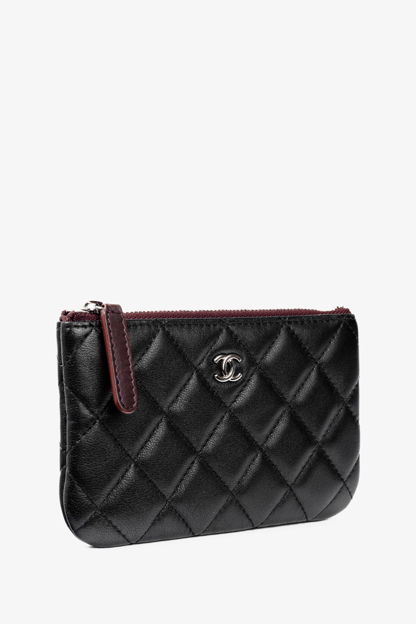 Chanel Black Lambskin Classic Zipped O Clutch Bag - Rovelle Bags