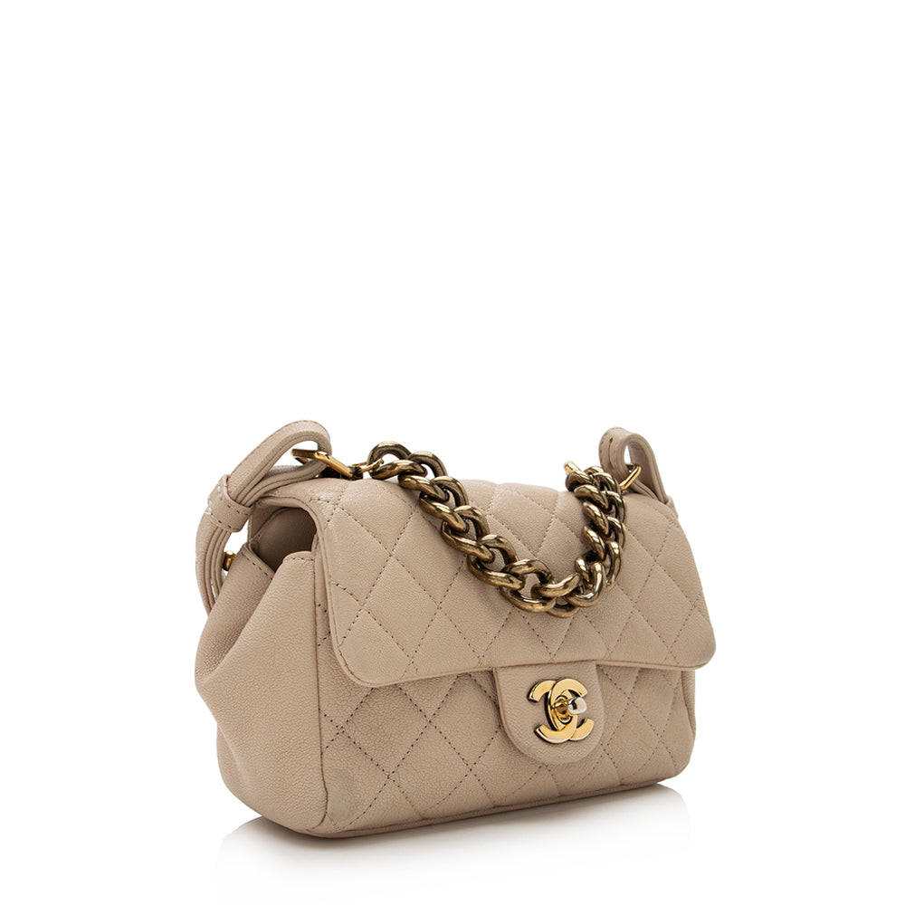 Chanel Sheepskin Trapezio Mini Flap Bag - FINAL (SHF-21135)