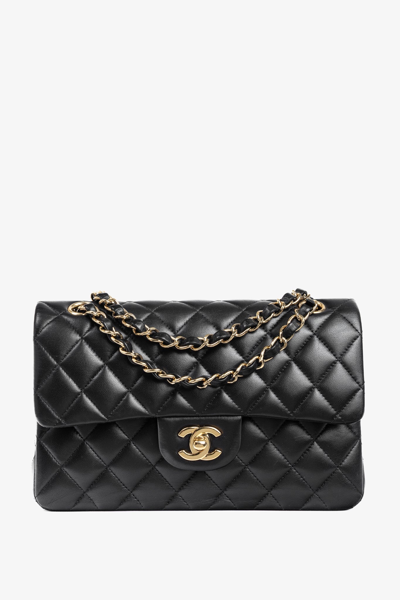 Chanel Small Classic Black Lambskin Quilted Flap Bag - Rovelle Bags