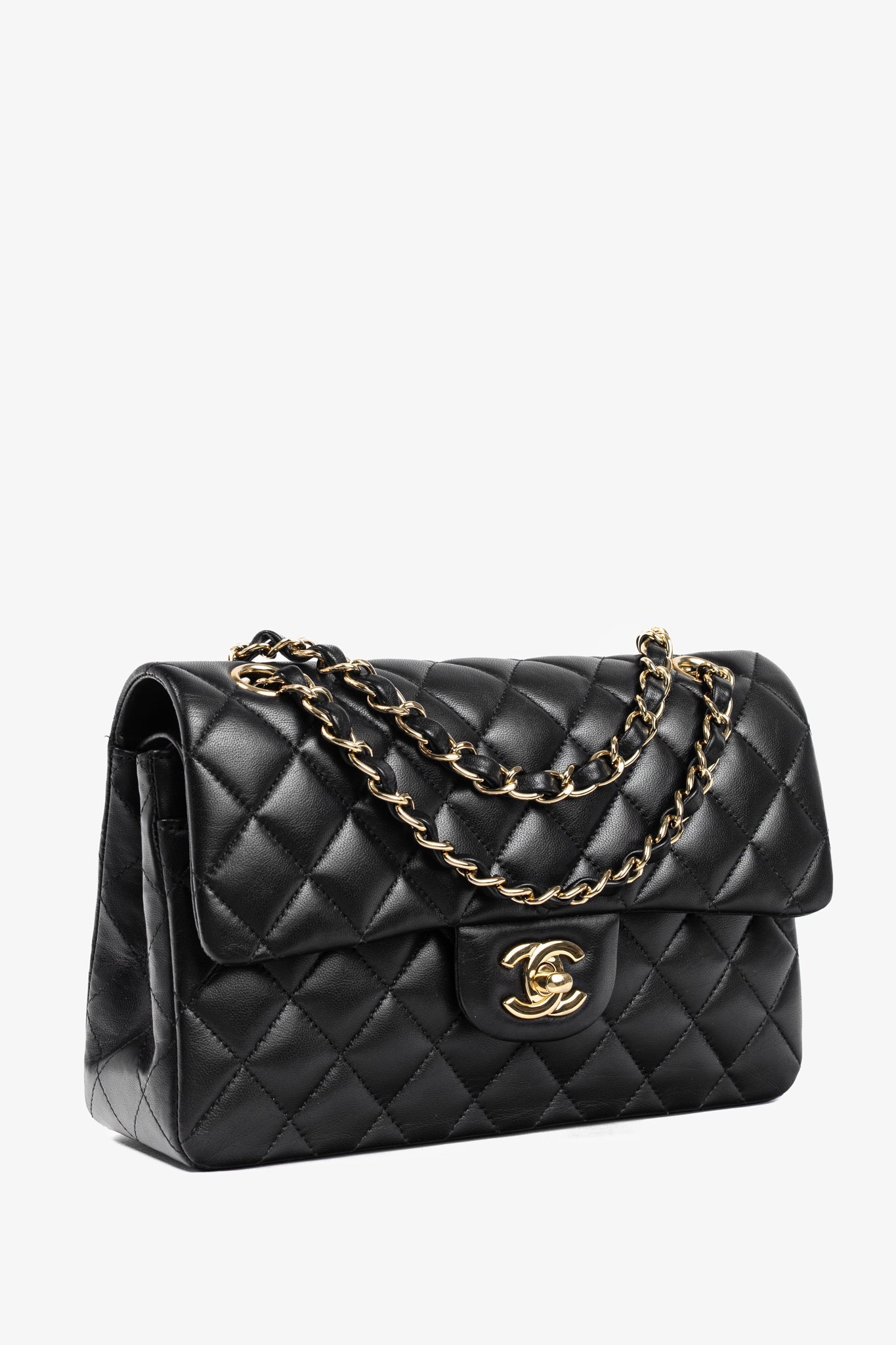 Chanel Small Classic Black Lambskin Quilted Flap Bag - Rovelle Bags