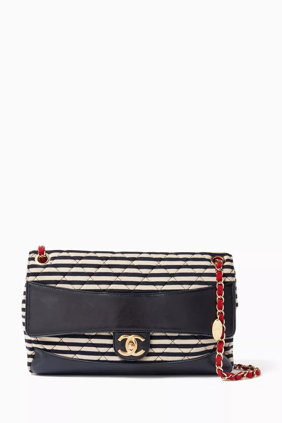 Chanel STRIPED JERSEY LAMBSKIN Handbag - Rovelle Bags