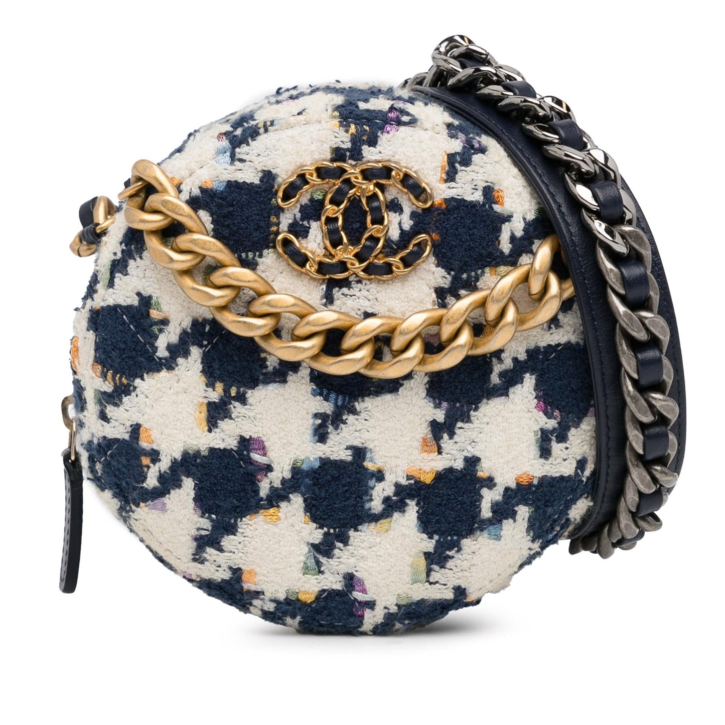 Chanel Tweed 19 Round Clutch Bag - Rovelle Bags