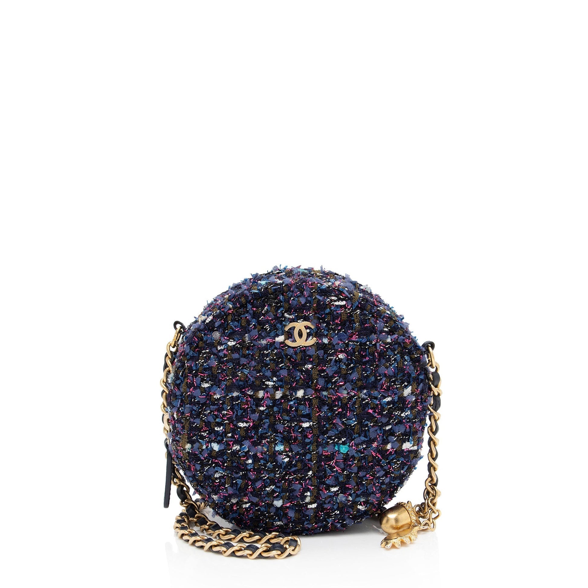 Chanel Tweed CC Round Clutch Bag - Rovelle Bags