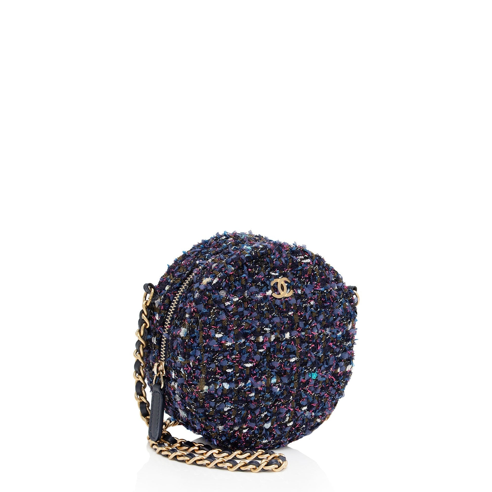 Chanel Tweed CC Round Clutch Bag - Rovelle Bags