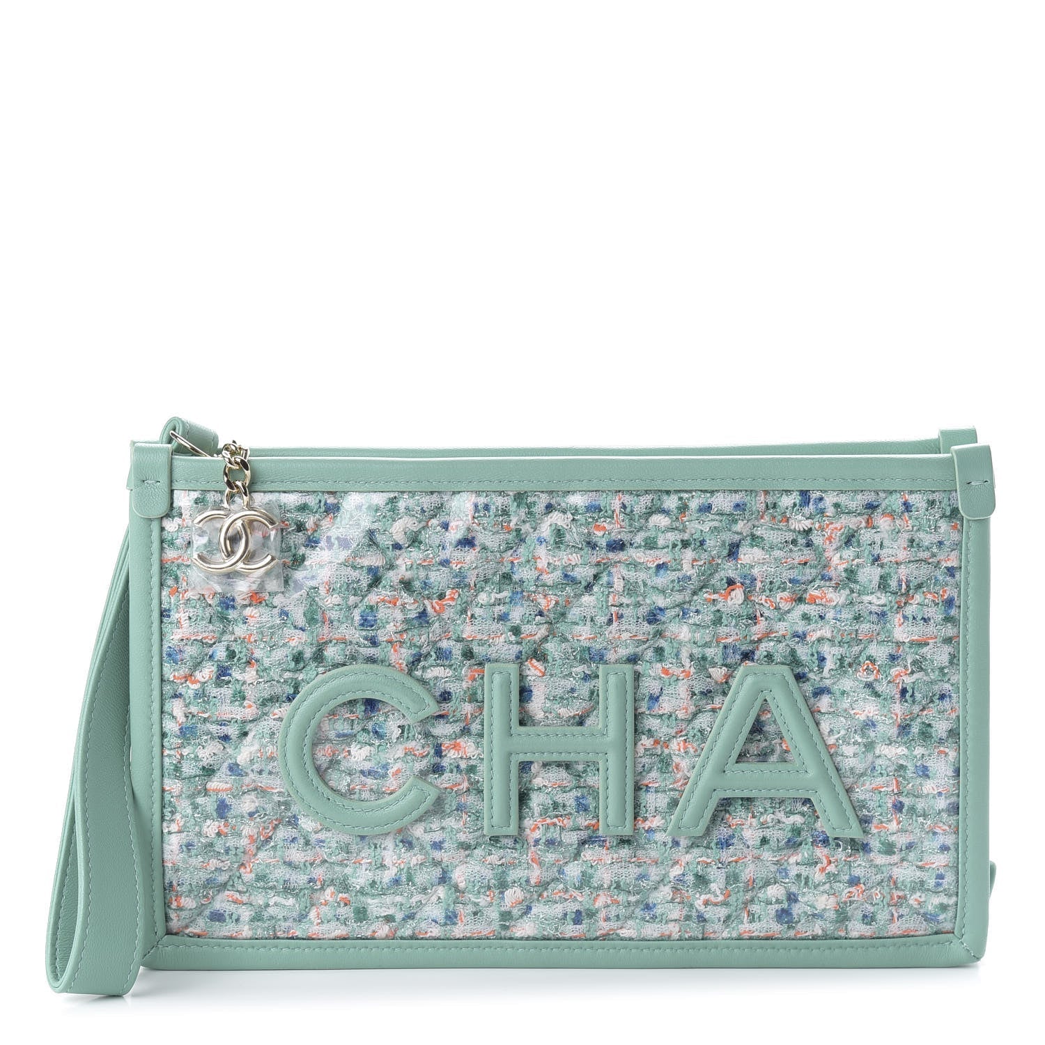 Chanel TWEED LAMBSKIN PVC Clutch Bag - Rovelle Bags