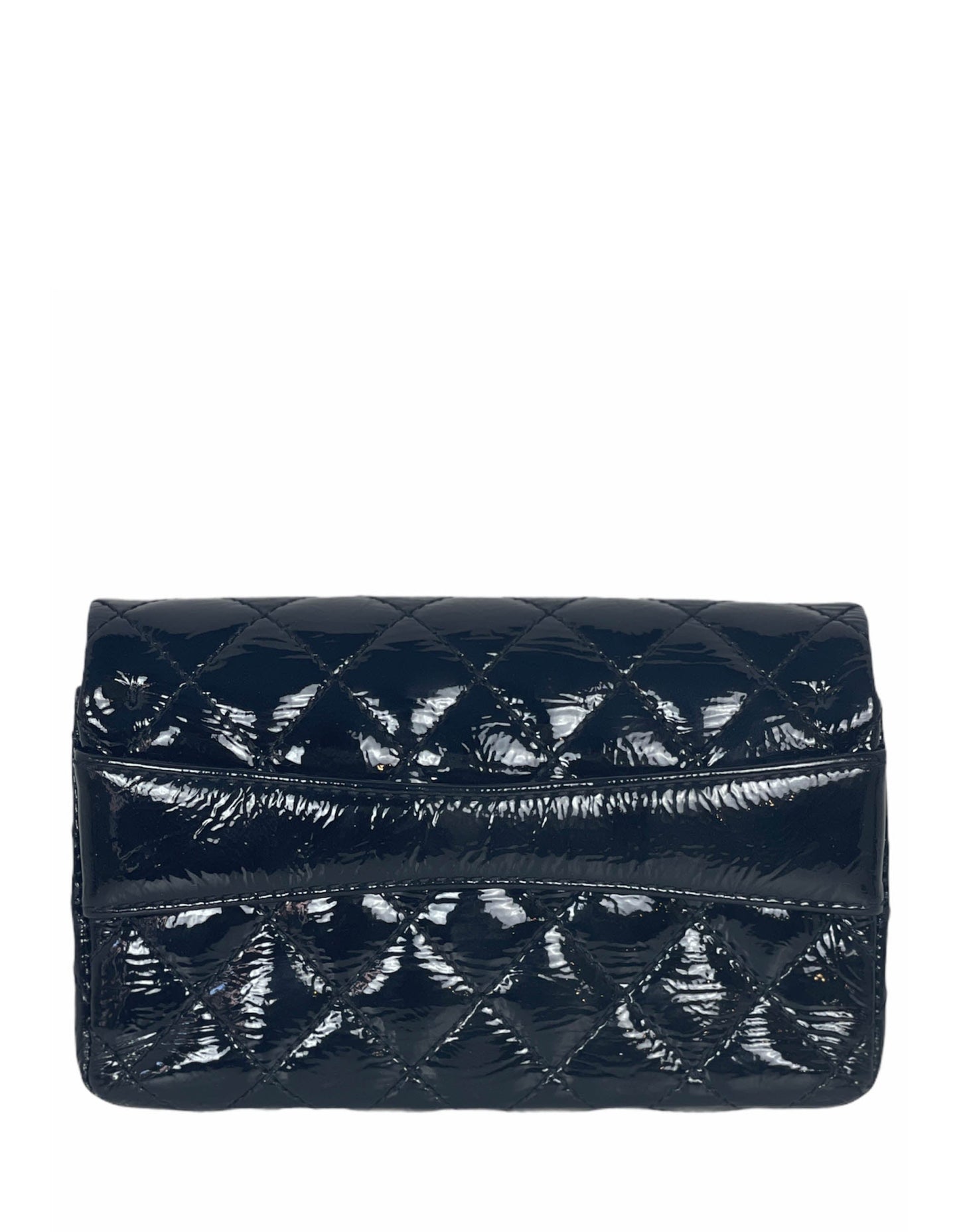 Chanel Black Aged Patent Leather 2.55 Clutch Bag - Rovelle Bags