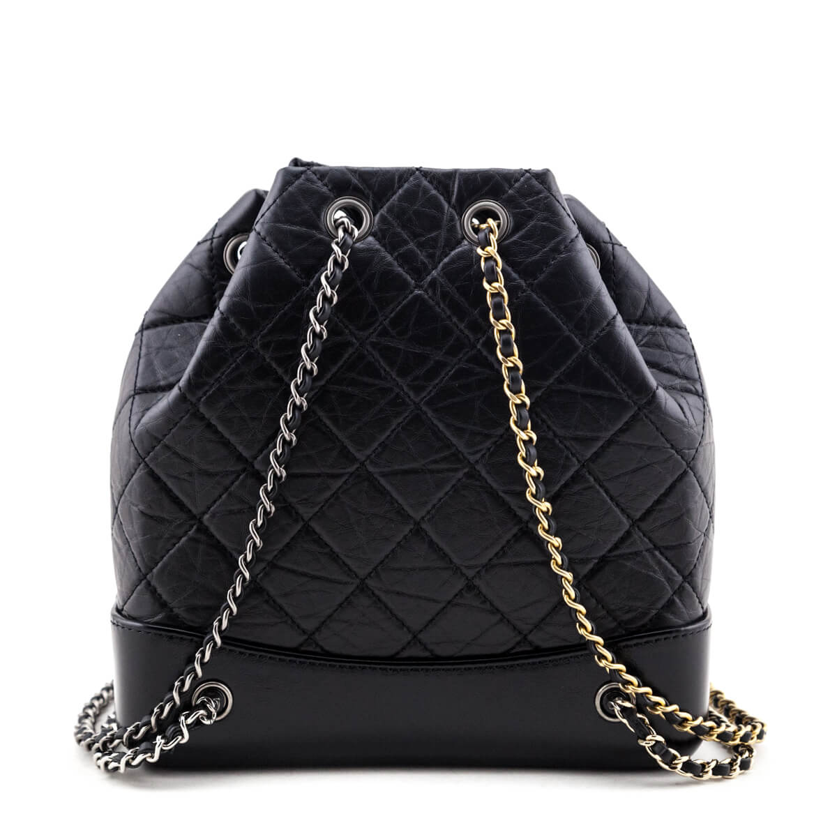 Chanel Black Aged Calfskin Quilted Small Backpack - Rovelle Bags