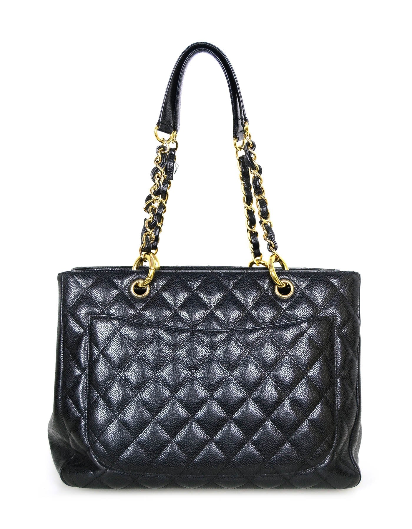 Chanel Black Caviar Leather Quilted Grand Tote Bag - Rovelle Bags