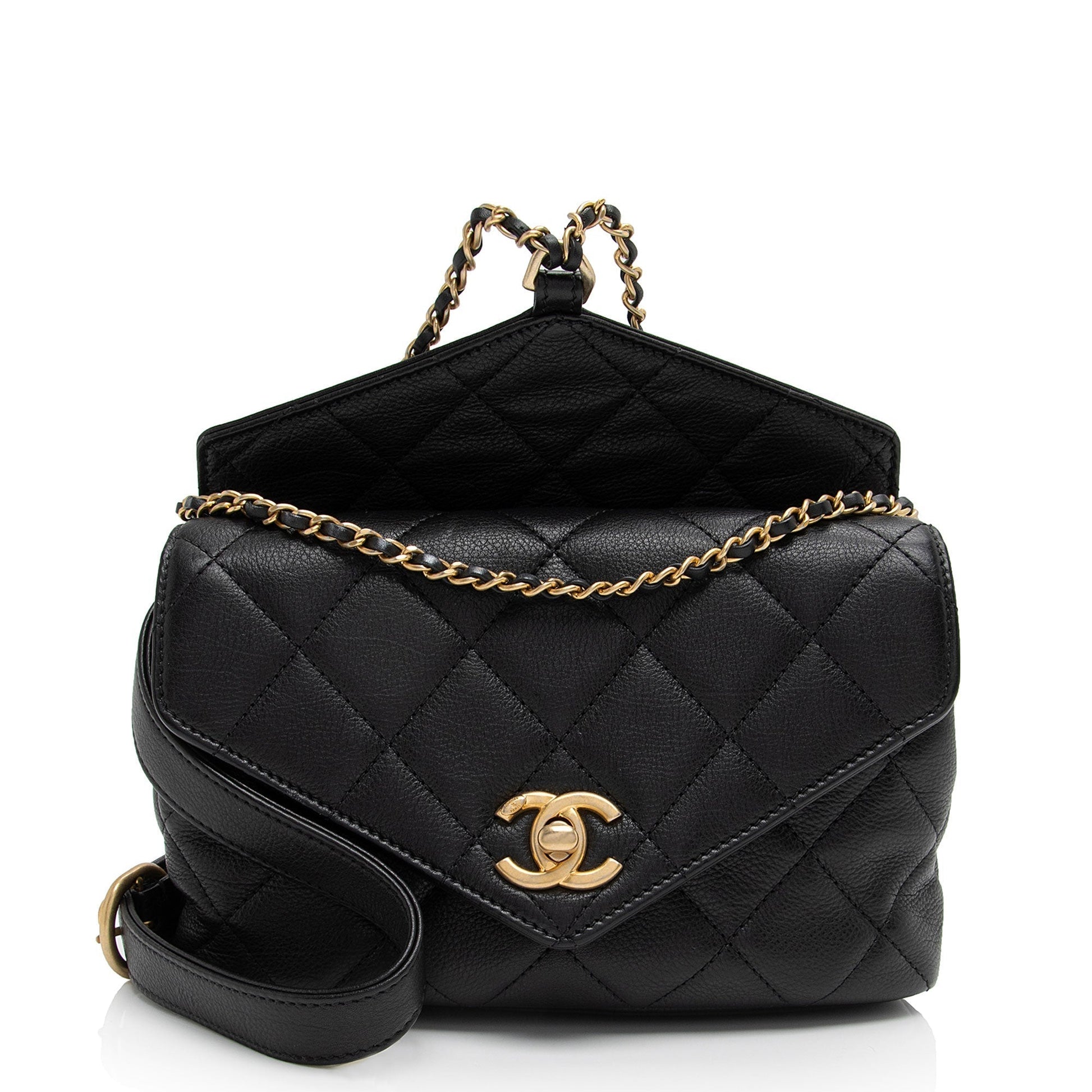 Chanel Calfskin Quilted Carry Flap Bag - Rovelle Bags